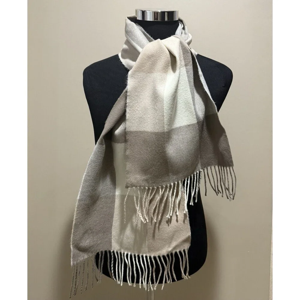 English Cashmere Tartan Plaid Scarf Fringe Soft Wool Winter Wrap Shawl